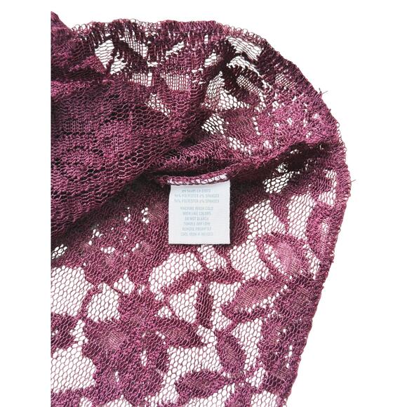 Aerie Maroon Floral Lace Sheer Dolman Short Sleeve Top XS Vintage Y2K Whimsigoth - Picture 5 of 7